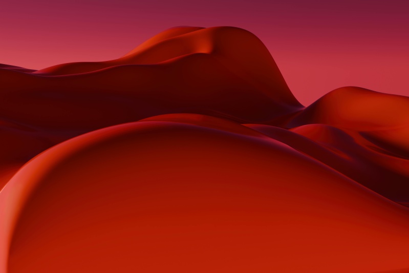 3D Vibrant Abstract Red Landscape