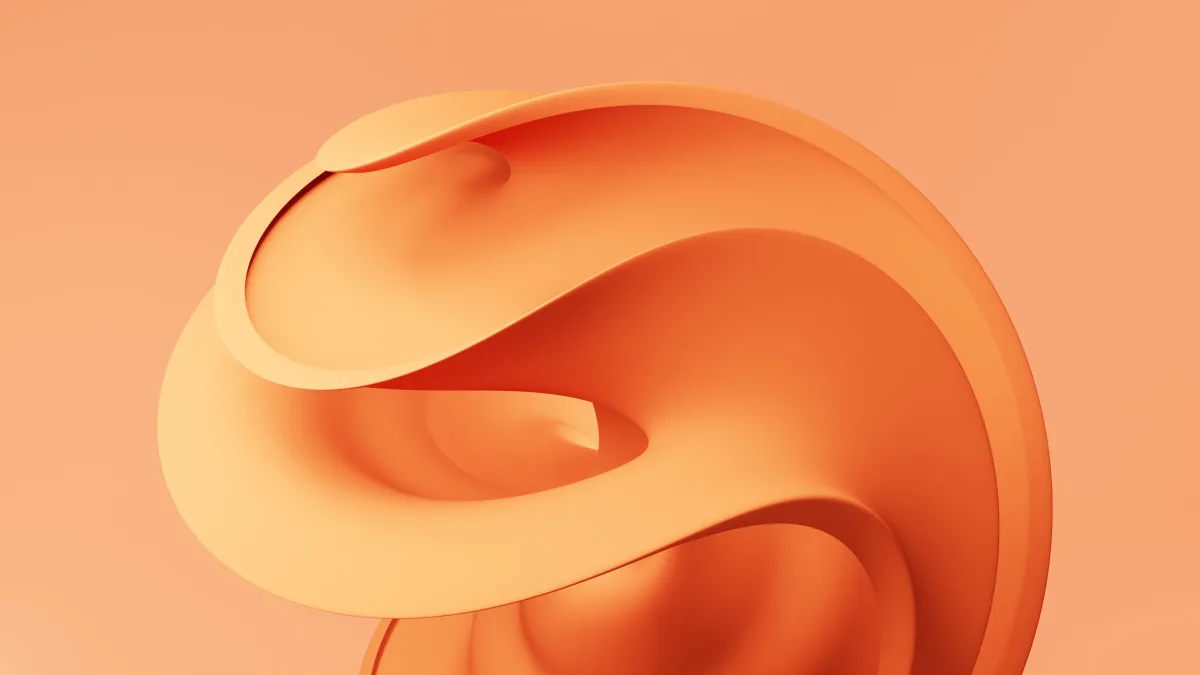 Abstract Orange Sculptural Form On wallpaper