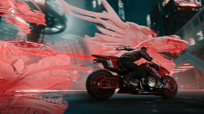Cyberpunk 2077 Dragon Bike Run wallpaper