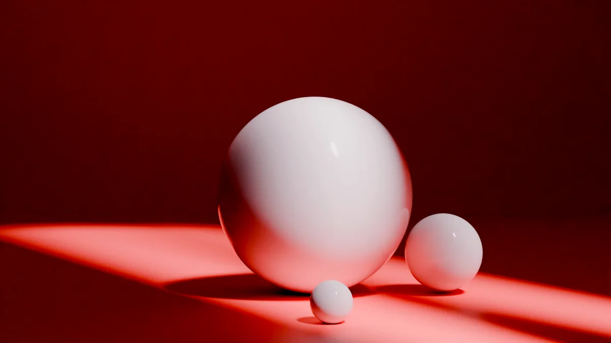 Elegant White Spheres On Red wallpaper